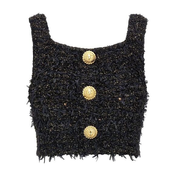 Balmain Women Lurex Tweed Top